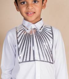 Beige embroidered cotton shirt