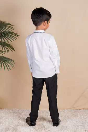 Beige embroidered cotton shirt