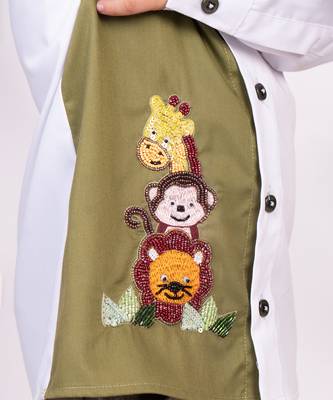 Beige embroidered cotton shirt 2