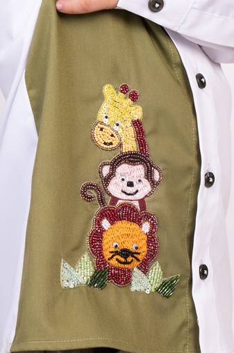 Beige embroidered cotton shirt