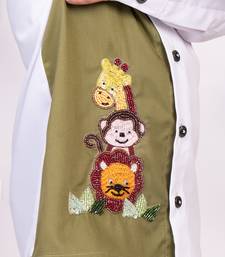 Beige embroidered cotton shirt
