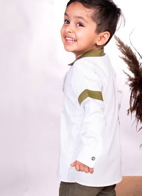 Beige embroidered cotton shirt 3