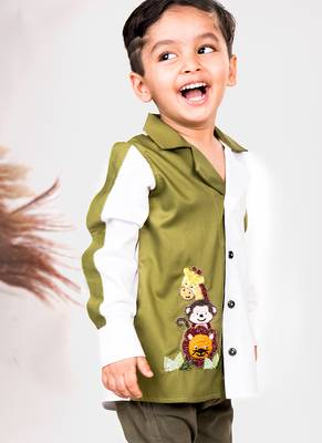 Beige embroidered cotton shirt 4