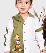 Beige embroidered cotton shirt