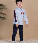 Blue embroidered cotton shirt