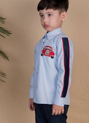 Blue embroidered cotton shirt 3