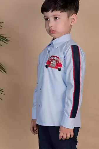 Blue embroidered cotton shirt