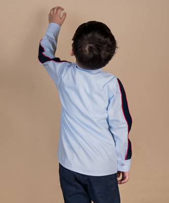 Blue embroidered cotton shirt 4