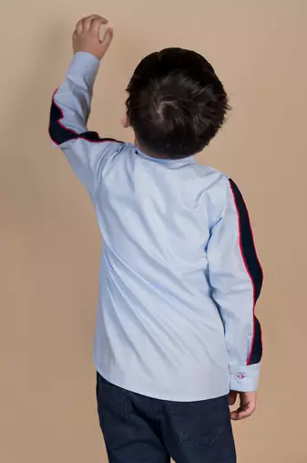Blue embroidered cotton shirt