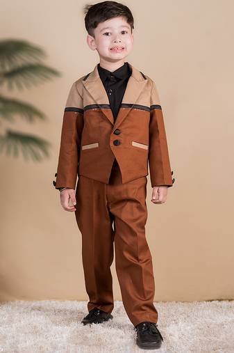 Brown plain cotton jacket set