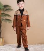 Brown plain cotton jacket set