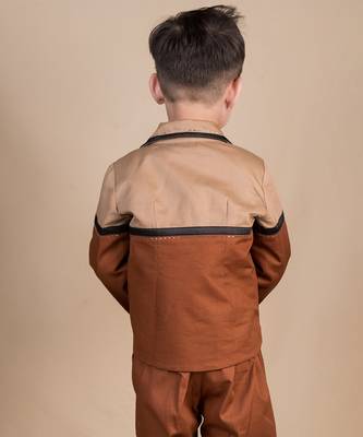 Brown plain cotton jacket set 2