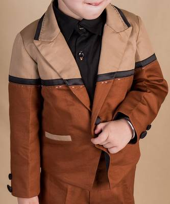 Brown plain cotton jacket set 3