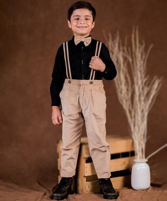 Black plain cotton co ord set paired with bowtie 1