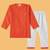 Boys orange side cut katha woven design cotton kurta pyjama set