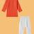 Boys orange side cut katha woven design cotton kurta pyjama set