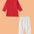 Boys red middle cut katha woven design cotton kurta pyjama set