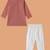Boys brown middle cut katha woven design cotton kurta pyjama set
