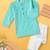 Boys blue tribal strings printed cotton kurta pyjama set