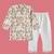 Boys white floral and giraffe printed cotton kurta pyjama set