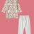 Boys white floral and giraffe printed cotton kurta pyjama set