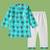 Boys teal floral motif printed cotton kurta pyjama set