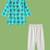 Boys teal floral motif printed cotton kurta pyjama set