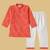 Boys coral geometric boxes printed cotton kurta pyjama set