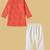 Boys coral geometric boxes printed cotton kurta pyjama set