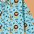 Boys blue lion and giraffe printed cotton kurta pyjama set