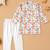 Boys cream floral paisley printed cotton kurta pyjama set