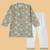 Boys green monkey printed cotton kurta pyjama set