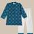 Boys blue mandala circles printed cotton kurta pyjama set