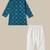 Boys blue mandala circles printed cotton kurta pyjama set