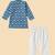 Boys blue ikat printed cotton kurta pyjama set
