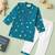 Boys teal stars printed cotton kurta pyjama set