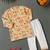 Boys beige floral garden printed cotton kurta pyjama set