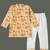 Boys beige floral garden printed cotton kurta pyjama set