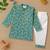 Boys teal floral vine printed cotton kurta pyjama set