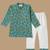 Boys teal floral vine printed cotton kurta pyjama set