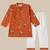 Boys rust planet and astronaut printed printed cotton kurta pyjama set