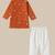 Boys rust planet and astronaut printed printed cotton kurta pyjama set