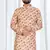 Beige floral printed soft cotton kurta pajama for men     ethnic wear with white cotton pajama