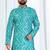 Teal blue zig-zag printed soft cotton kurta pajama for men – stylish ethnic wear with white cotton pajama