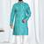 Teal blue zig-zag printed soft cotton kurta pajama for men – stylish ethnic wear with white cotton pajama