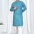 Sky blue floral printed soft cotton kurta pajama for men     traditional festive wear with white cotton pajama