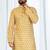 Mustard yellow soft cotton printed kurta with white cotton pajama