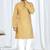 Mustard yellow soft cotton printed kurta with white cotton pajama