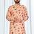 Peach soft cotton printed kurta with white cotton pajama