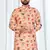 Peach soft cotton printed kurta with white cotton pajama